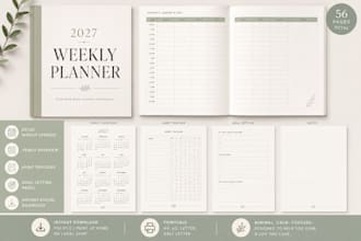 design a professional custom digital planner or printable PDF for etsy