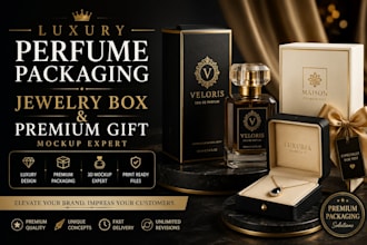 create luxury perfume packaging, jewelry box, premium gift mockup expert