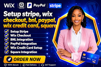 setup  stripe, wix checkout, bnl, paypal, wix credit card, square