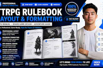 ttrpg rulebook layout, formatting, rpg manual, board game design