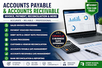 manage ap and ar tasks, invoice processing, and account reconciliation