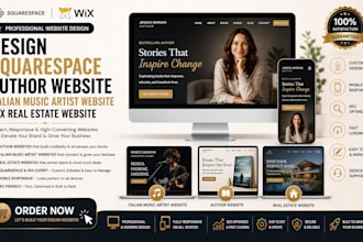 design squarespace author website music artist website wix real estate website