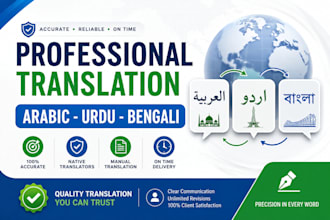 do professional arabic urdu and bengali translation