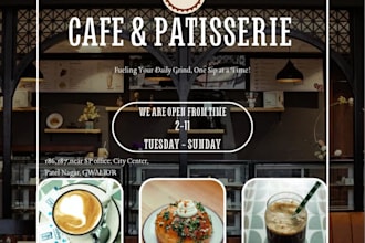 create social media designs for cafes and businesses