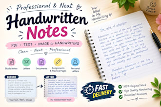 write neat academic notes, study materials and documents