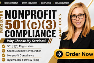 register nonprofit 501c3, prepare grant documents and nonprofit compliance