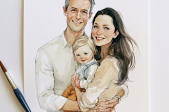 custom watercolor family portrait