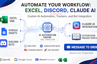 do excel google sheet, discord, ai automation, book tracker template claude ai