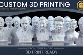 personalized bust sculpt from photo, custom 3d printed portrait bust head statue