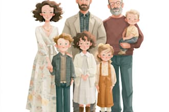 paint a family or couple portrait, handdrawn, noai
