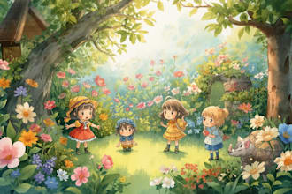 create adorable children book illustration for your story