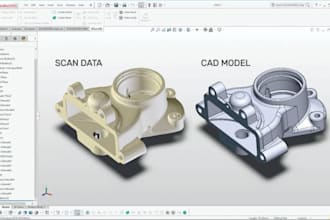 do reverse engineering from 3d scan to solid cad model, stl to step conversion