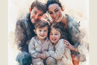 custom watercolor family portrait from photo
