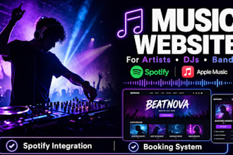 create a professional music website for artist, dj, band and musician