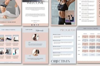 health fitness canva ebook design, canva workbook, worksheet, canva book design