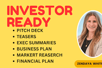 design investor ready teaser, investor deck, pitch deck, exec summary, info memo