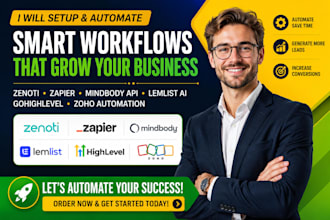 setup zenoti, zapier, mindbody API, gohighlevel, zoho and ai automation