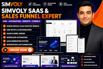 design simvoly saas startups website, crm, sales funnel, workflow automation
