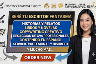 seré tu escritor fantasma en español para historias, libros, copywriting y cvs
