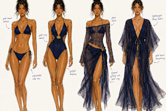 create luxury fashion concepts, moodboards and design sketches