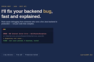 fix spring boot, java, and rest API bugs fast