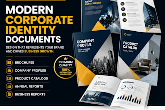 design modern corporate identity documents including brochures catalogs report