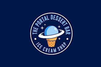 design themed ice cream shop logo that stands out