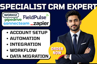 set up zapier integration workiz connecteam fieldpulse pipedrive crm automation