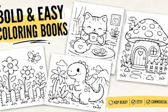 design simple bold and easy outline printable coloring books for kids and adults