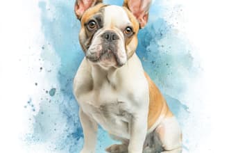 custom pet portrait, two pet portrait, watercolor portrait