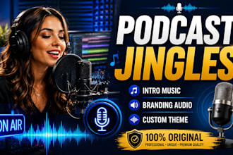 create podcast jingles, intro music, branding audio, custom theme