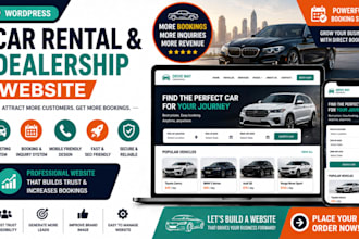 design car rental website, car dealership website, car booking wordpress website
