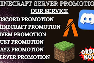 promote your minecraft promotion, discord server, fivem game, rust, dayz, server