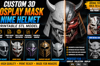 design custom 3d cosplay mask, anime helmet, printable stl model