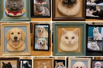 do a wool felted pet portrait keepsake frame