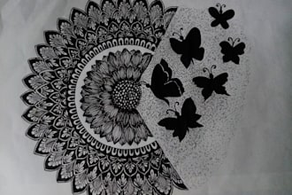 draw custom hand drawn mandala art with pen and pencil