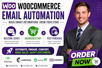 build woocommerce email automation with klaviyo mailchimp and email campaigns