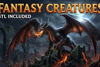 sculpt custom fantasy creatures, dragons, monsters dnd miniature for 3d printing