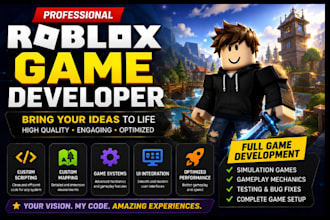 build roblox full game, custom mapping, scripting and roblox simulation