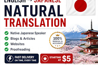 translate english to natural japanese and write articles