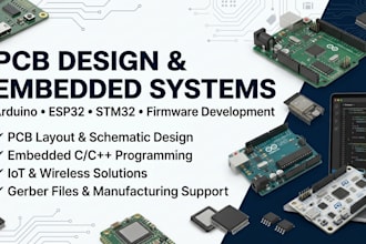design pcb, embedded systems, arduino, esp32, stm32, and firmware development