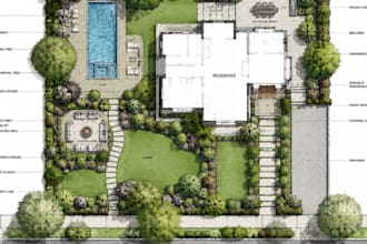 create landscape site plan, planting plan, garden layout and 2d master plan