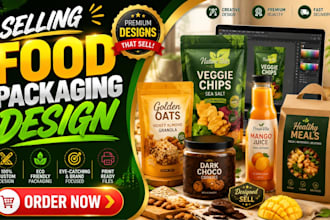 do food packaging design for food brands with modern product packaging service