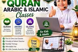 teach quran with tajweed, arabic language, and islamic studies