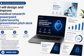 design medical research powerpoint cybersecurity presentation pitch deck