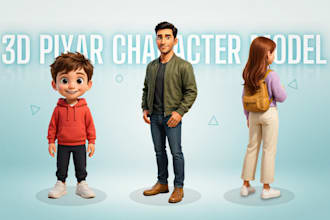create stunning 3d pixar style cartoon character models for games and branding