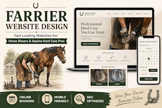 build fast loading farrier website, horse shoeing equine hoof care booking site