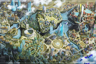 do travel map illustration design vector map site fantasy game map plot plan