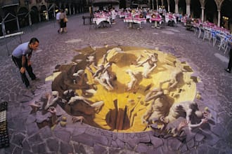 make 3d pavement floor illusion art with hidden images for walls and carpets