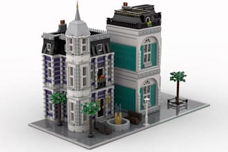 design a custom lego moc,house model with bricklink studio file pdf instruction